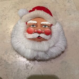 Santa Christmas Large Ornament Painted Face Fabric